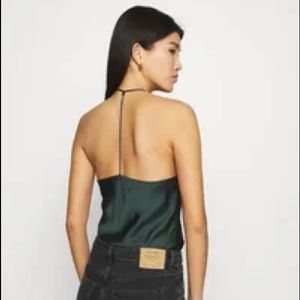 Abercrombie Satin Cowl Neck T Strap Bodysuit